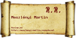 Meszlényi Martin névjegykártya